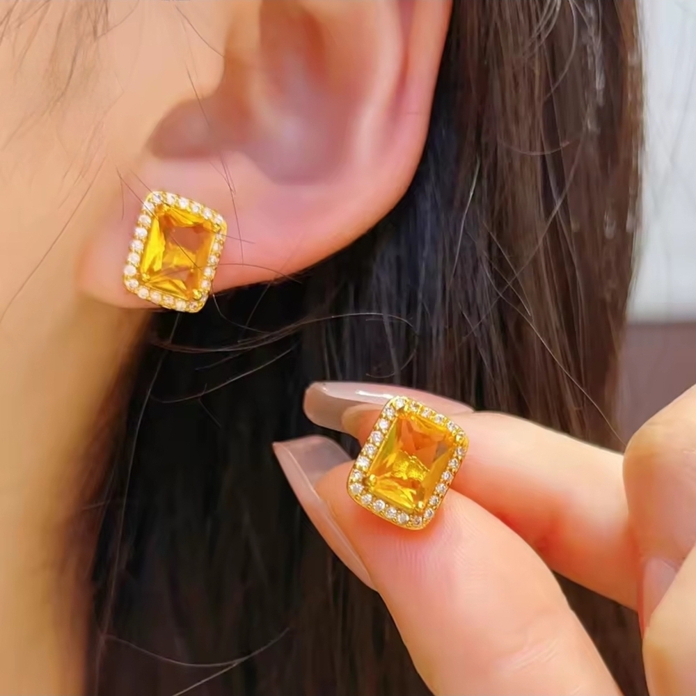 Yellow Gemstone Earrings - Picture 2 of 8